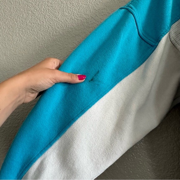 Vintage Caesars Sweatshirt Color Block Long Sleeve Blue Striped Grey Large - Picture 4 of 8